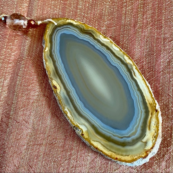 NEW Tan Gray Agate + Vintage Beads Sun Catcher - Picture 3 of 8